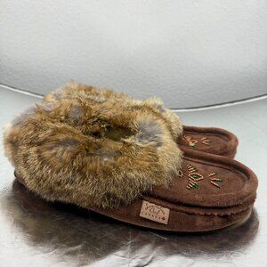 First Nation Fur and Suede Slippers